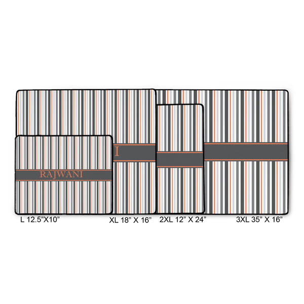 Gray Stripes Gaming Mats - SIZE CHART