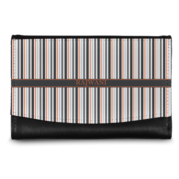 Custom Gray Stripes Genuine Leather Women's Wallet - Small (Personalized)