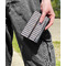 Gray Stripes Genuine Leather Womens Wallet - In Context