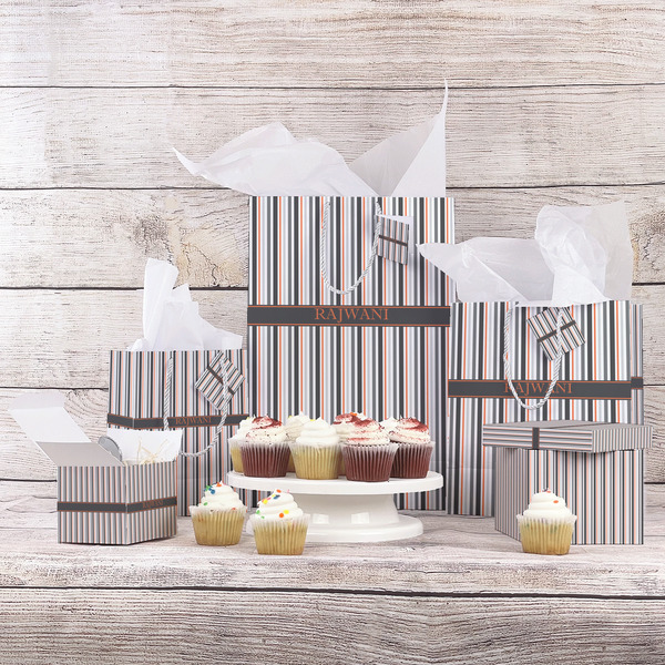 Gray Stripes Gift Bags - In Context