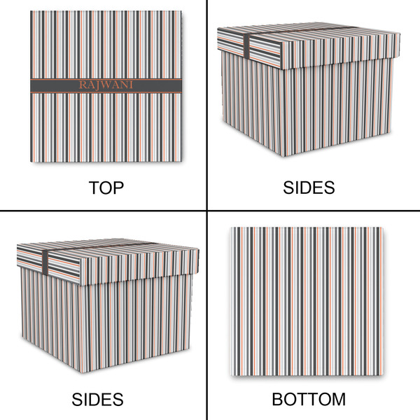 Gray Stripes Gift Boxes with Lid - Canvas Wrapped - Large - Approval