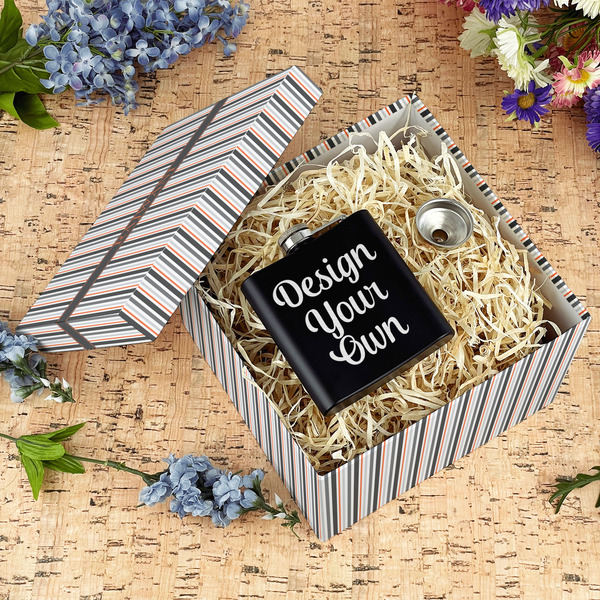 Gray Stripes Gift Boxes with Lid - Canvas Wrapped - Large - In Context