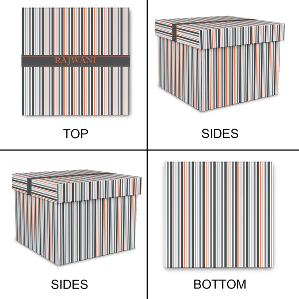 Gray Stripes Gift Boxes with Lid - Canvas Wrapped - Small - Approval