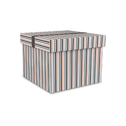 Gray Stripes Gift Box with Lid - Canvas Wrapped - Small (Personalized)