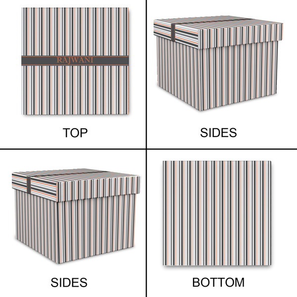 Gray Stripes Gift Boxes with Lid - Canvas Wrapped - X-Large - Approval