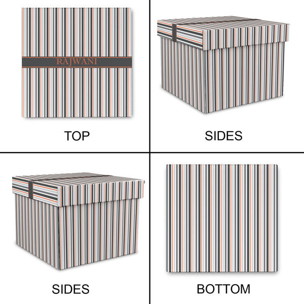 Gray Stripes Gift Boxes with Lid - Canvas Wrapped - XX-Large - Approval