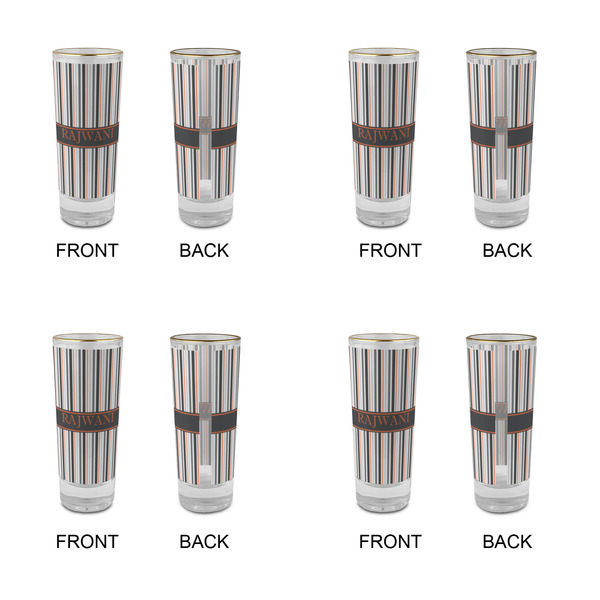 Gray Stripes Glass Shot Glass - 2 oz - Set of 4 - APPROVAL