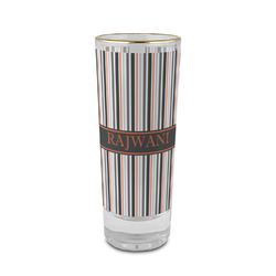 Gray Stripes 2 oz Shot Glass - Glass with Gold Rim (Personalized)