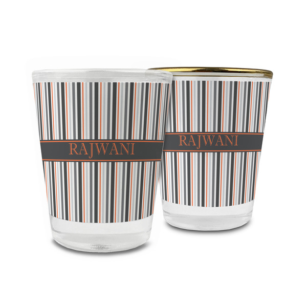 Custom Gray Stripes Glass Shot Glass - 1.5 oz (Personalized)