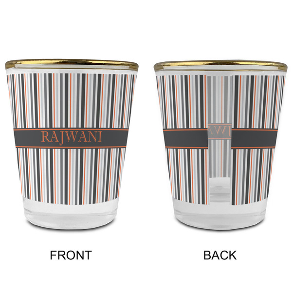 Gray Stripes Glass Shot Glass - with gold rim - APPROVAL
