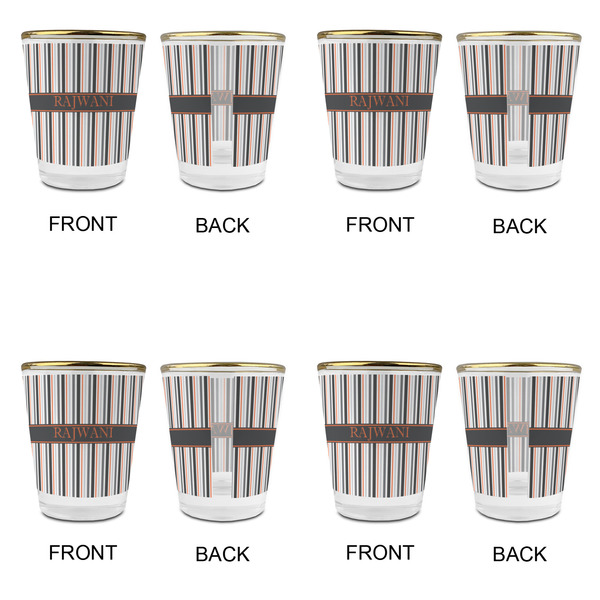 Gray Stripes Glass Shot Glass - with gold rim - Set of 4 - APPROVAL