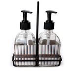 Gray Stripes Glass Soap & Lotion Bottle Set (Personalized)
