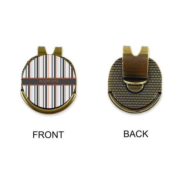 Gray Stripes Golf Ball Hat Clip Marker - Apvl - GOLD