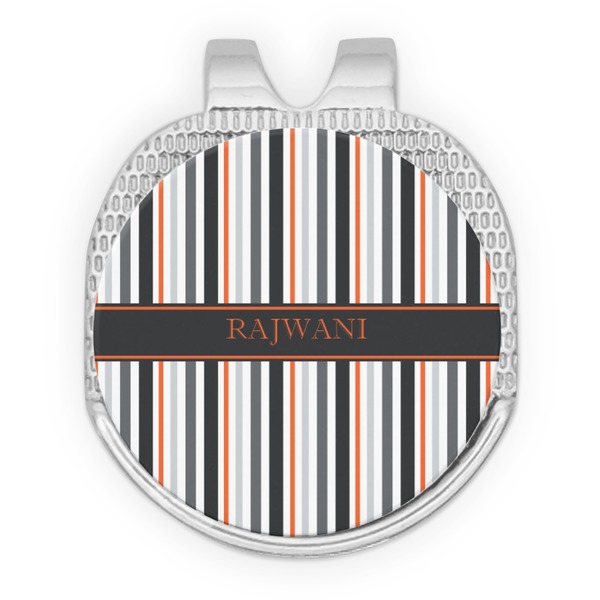 Custom Gray Stripes Golf Ball Marker - Hat Clip - Silver