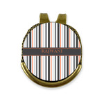 Gray Stripes Golf Ball Marker - Hat Clip - Gold