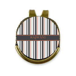 Gray Stripes Golf Ball Marker - Hat Clip - Gold