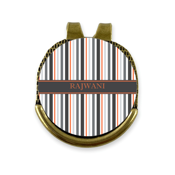 Custom Gray Stripes Golf Ball Marker - Hat Clip - Gold