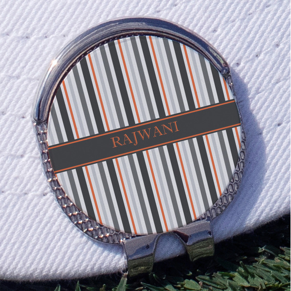 Custom Gray Stripes Golf Ball Marker - Hat Clip