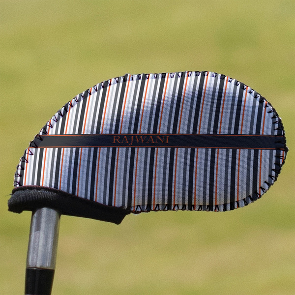 Custom Gray Stripes Golf Club Iron Cover - Single (Personalized)