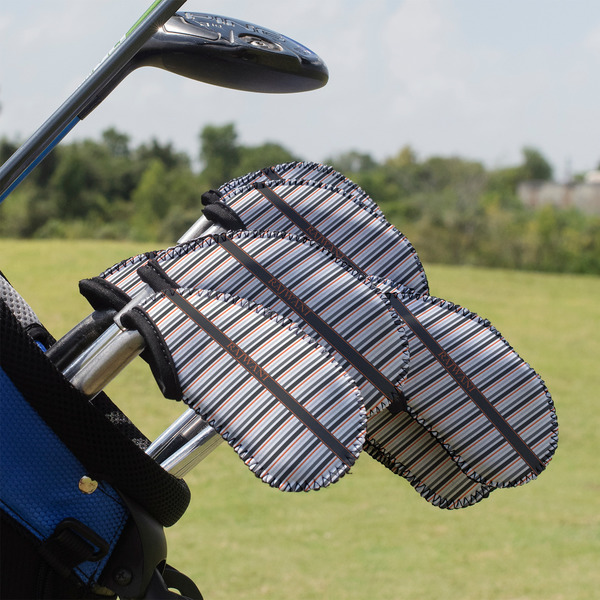 Custom Gray Stripes Golf Club Iron Cover - Set of 9 (Personalized)