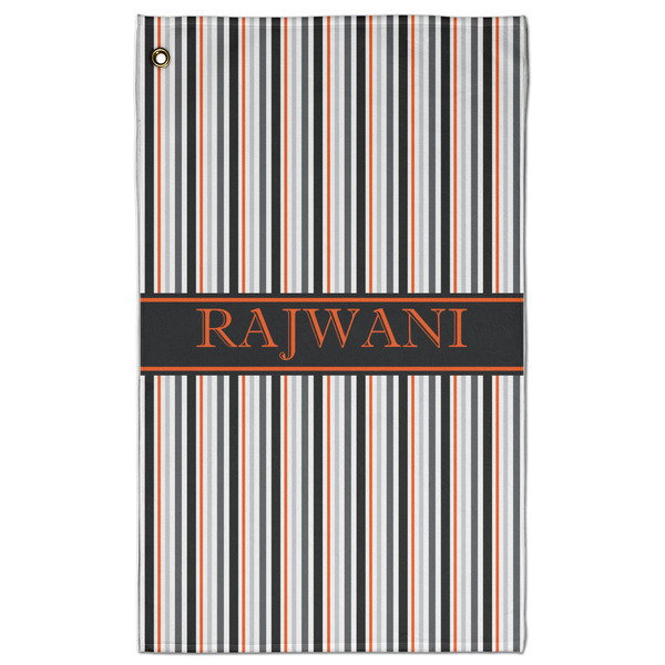 Custom Gray Stripes Golf Towel - Poly-Cotton Blend - Large w/ Name or Text