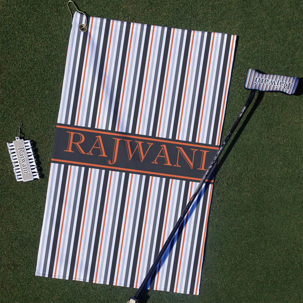 Custom Gray Stripes Golf Towel Gift Set (Personalized)