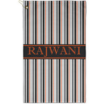 Gray Stripes Golf Towel - Poly-Cotton Blend - Small w/ Name or Text