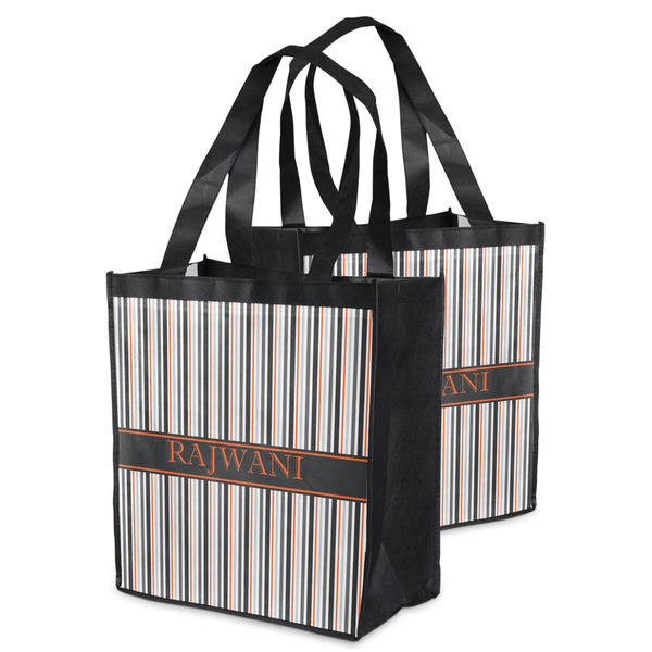 Gray Stripes Grocery Bag - MAIN