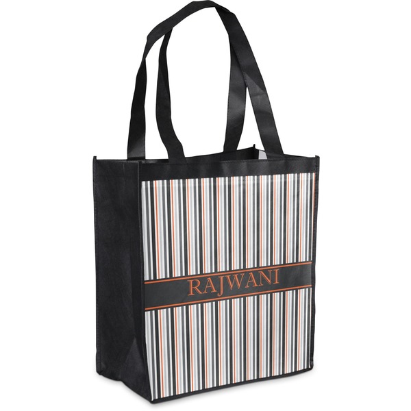 Custom Gray Stripes Grocery Bag (Personalized)