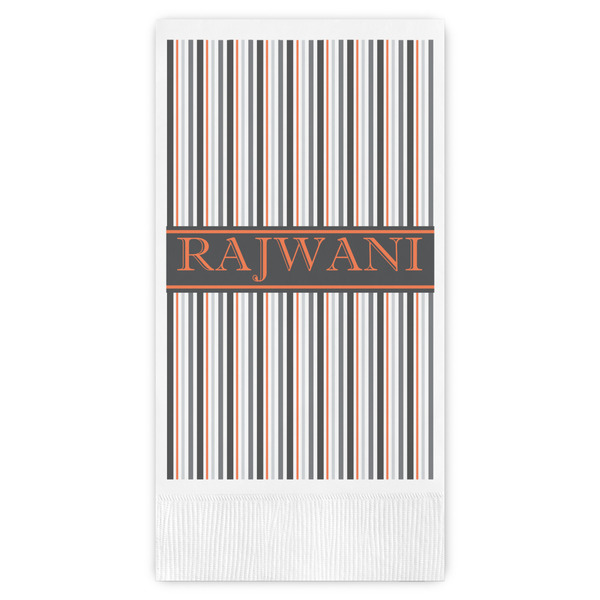Custom Gray Stripes Guest Napkins - Full Color - Embossed Edge (Personalized)