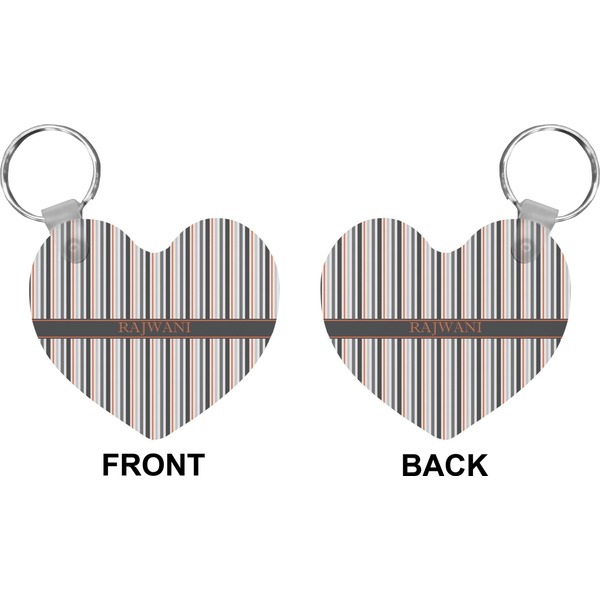 Gray Stripes Heart Keychain (Front + Back)