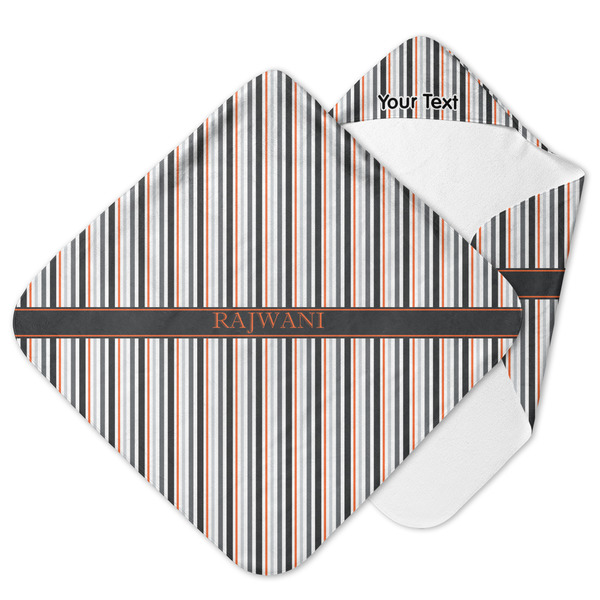 Custom Gray Stripes Hooded Baby Towel (Personalized)