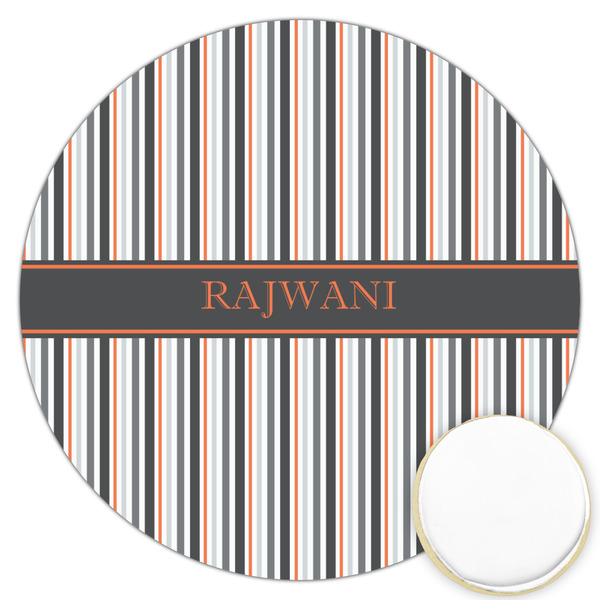 Custom Gray Stripes Printed Cookie Topper - 3.25" (Personalized)