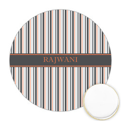 Gray Stripes Printed Cookie Topper - Round (Personalized)