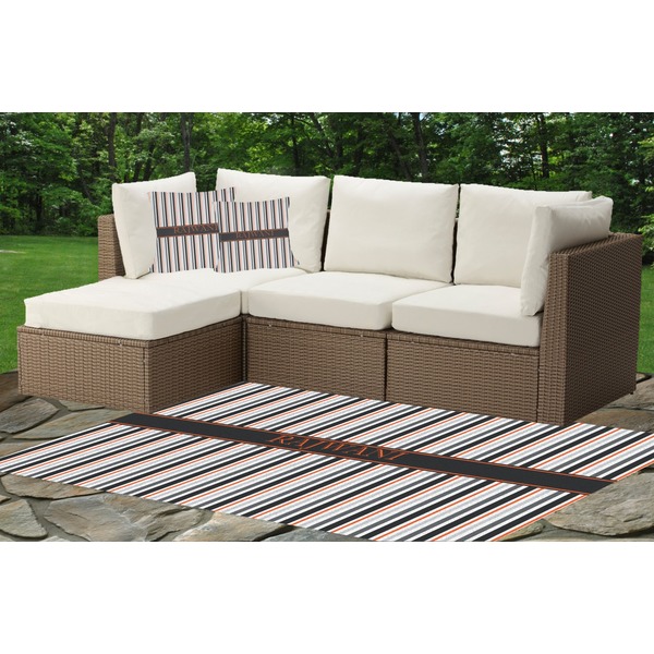 Gray Stripes Outdoor Mat & Cushions