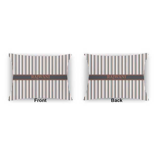 Gray Stripes  Indoor Rectangular Burlap Pillow (Front and Back)