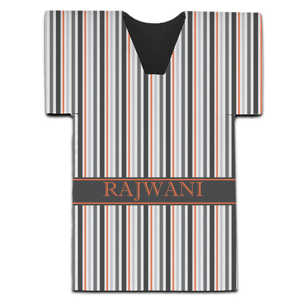 Gray Stripes Jersey Bottle Cooler - Set of 4 - FRONT (flat)