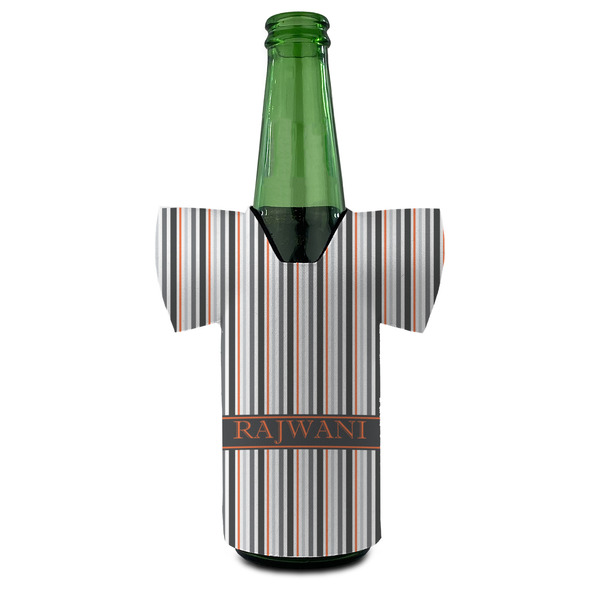 Gray Stripes Jersey Bottle Cooler - Set of 4 - FRONT (on bottle)