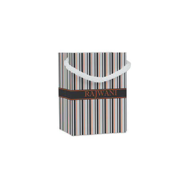 Custom Gray Stripes Jewelry Gift Bags (Personalized)