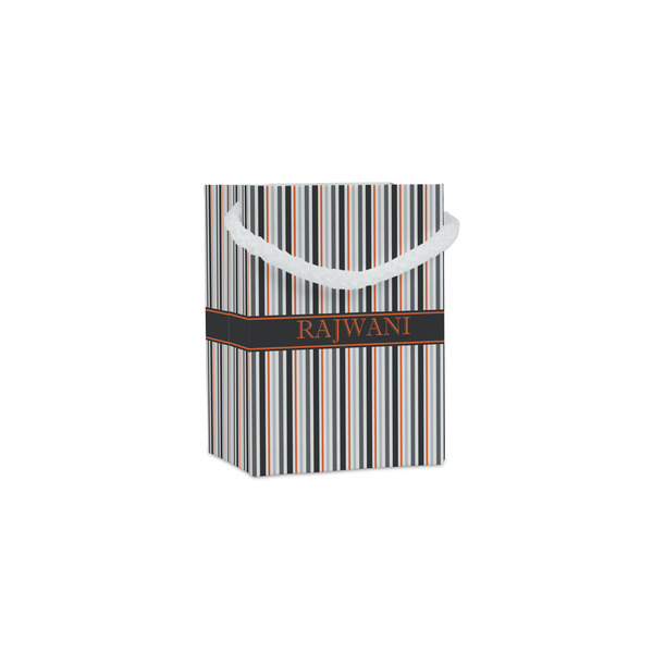 Custom Gray Stripes Jewelry Gift Bags - Gloss (Personalized)