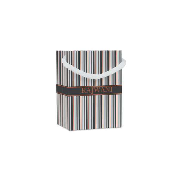 Custom Gray Stripes Jewelry Gift Bags - Matte (Personalized)