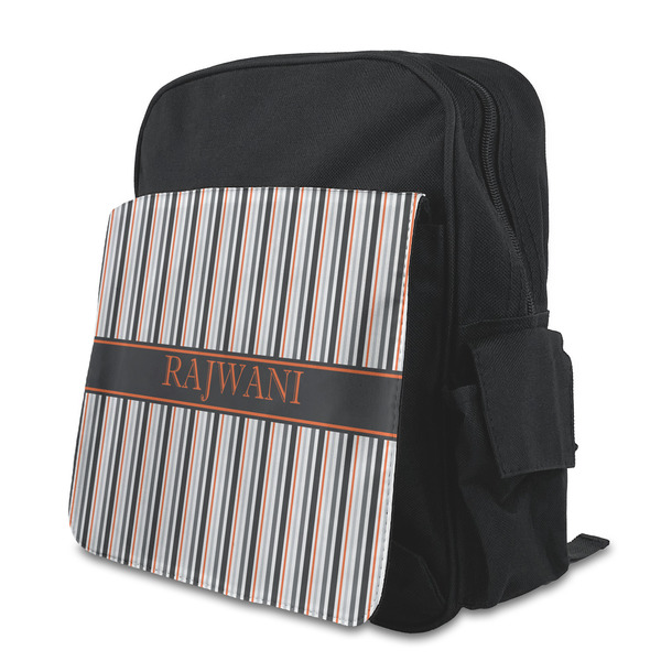 Custom Gray Stripes Preschool Backpack (Personalized)