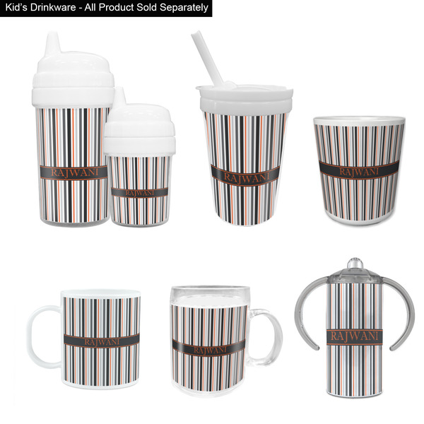 Gray Stripes Kid's Drinkware - Customized & Personalized