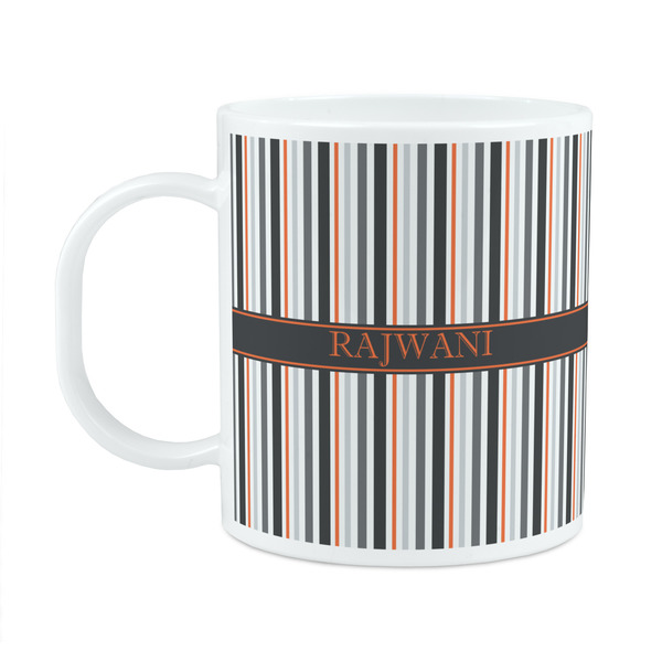 Custom Gray Stripes Plastic Kids Mug (Personalized)