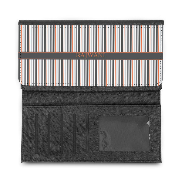 Gray Stripes Ladies Wallet - Half Way Open