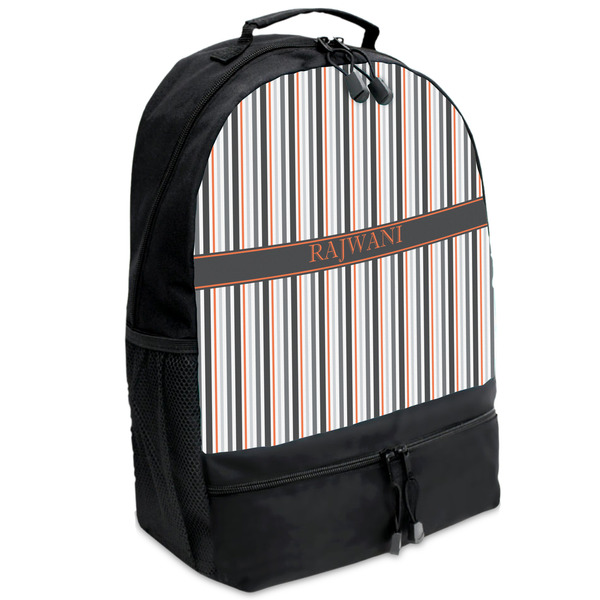 Custom Gray Stripes Backpacks - Black (Personalized)