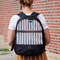 Gray Stripes Large Backpack - Black - On Back