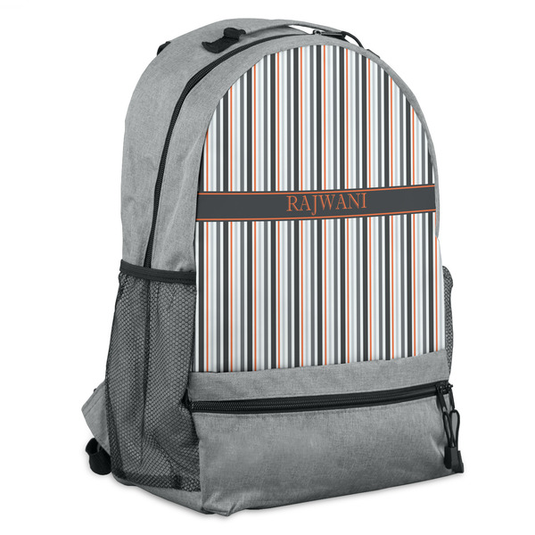 Custom Gray Stripes Backpack - Grey (Personalized)