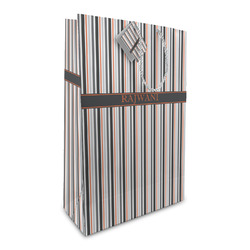 Gray Stripes Large Gift Bag (Personalized)