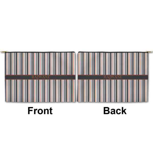 Gray Stripes Large Zipper Pouch Approval (Front and Back)